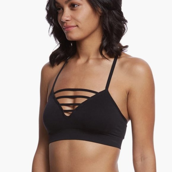 Betsey Johnson Fuchsia Ladder Strappy Seamless Yoga Sports Bra - Picture 2 of 4